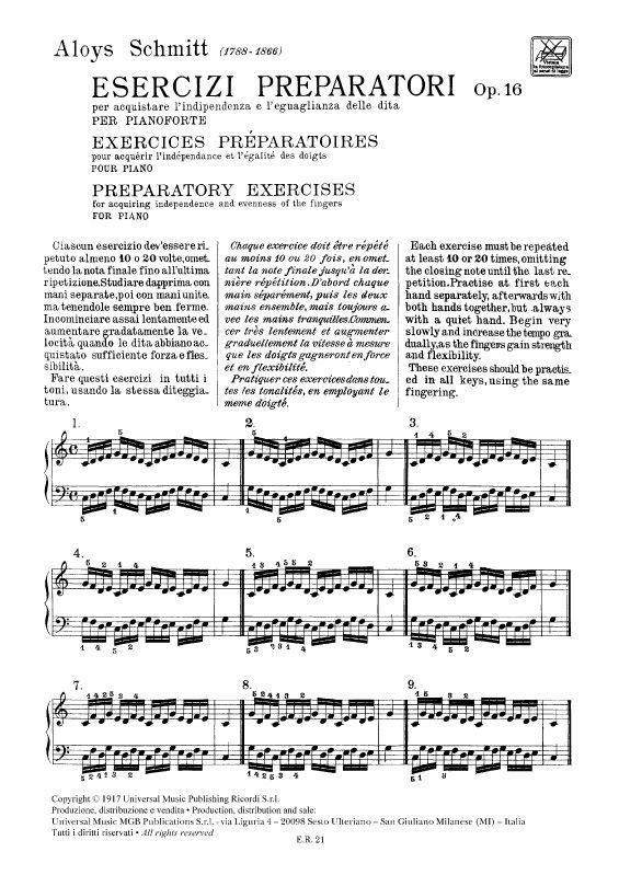 Esercizi Preparatori Op.16 - Delle Dita - pro klavír